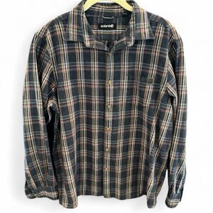 Solaris Plaid Flannel Button-Up Shirt Size L Cabincore Woodsy